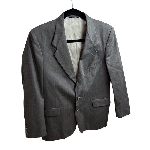 Hardwick Clothes Mens 42L Grey Pinstripe Suit Jacket Blazer Crafted‎ in USA - Picture 2 of 15
